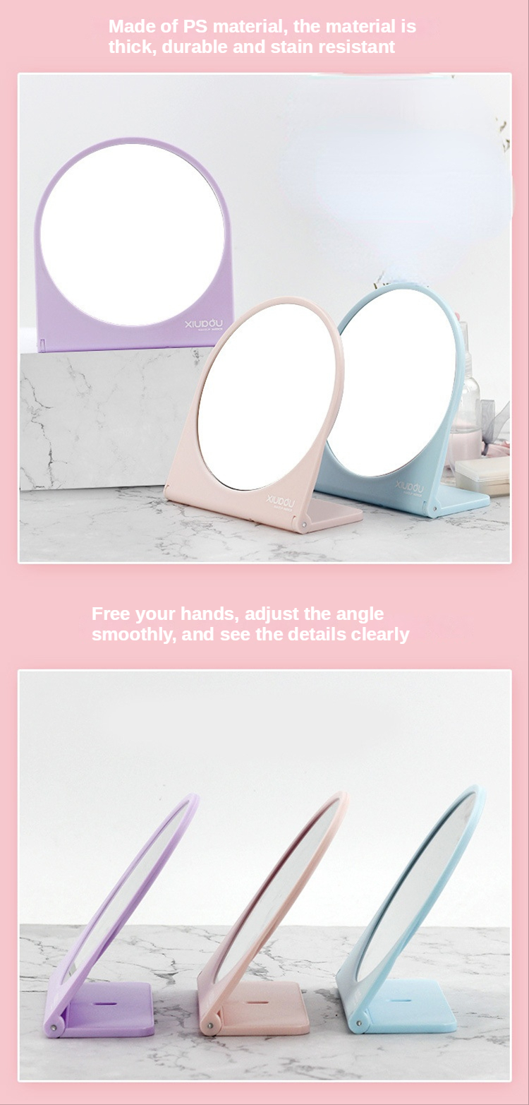 Extra LOGO Plastic Glass Mirror Standing Make-Up Table for Desktop Portable Makeup