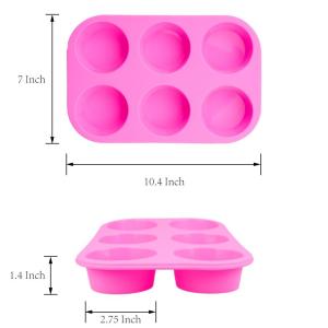 China 2 Pack Silicone round Muffin Pan, 6 Cup Baking Tin Non-Stick Bakeware mold for Cupcakes Puddings factory