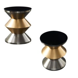 China Light Reflecting Hourglass Coffee Table , Brighting Tempered Glass Side Table factory