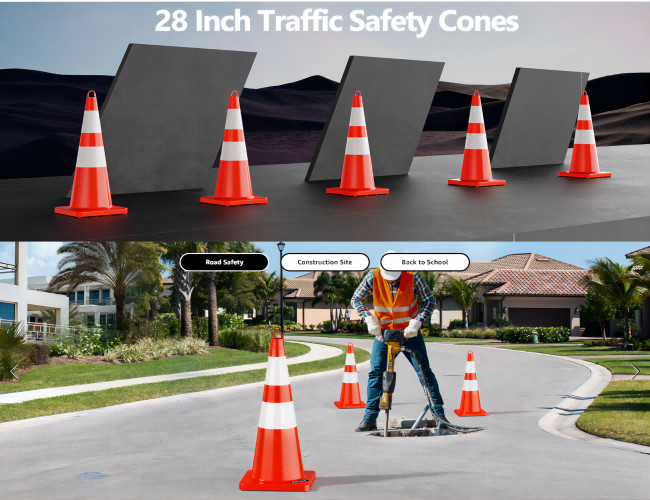 Reflective Collars Traffic Safety Cones For Traffic Control 350 X 350mm 1.8KG