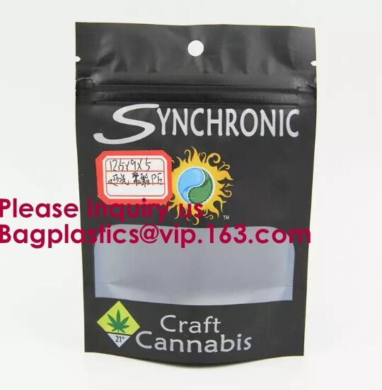 China CBD, Gummies, Weedness, Airtight Heat Resealable Smell Proof Mylar Stand Up Bags With Clear Window factory