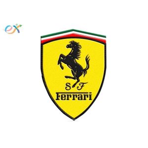 Automobile Logo Twill Background Custom Embroidered Iron On Patches Pantone