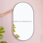 Stylish Design Black Metal Frame Oval Mirror for Bathroom Living Room Decoration