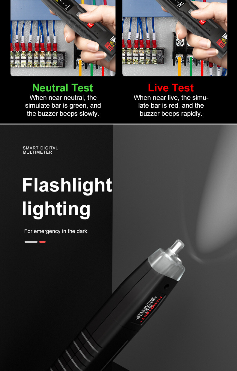 HT122 Digital Pen Type Multimeter DC AC Voltage Tester Smart Multi-meter NCV Phase Sequence Auto Ranging Multimetre