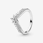Wishbone Tiara 925 Sterling Silver Rings with Clear Cubic Zirconia