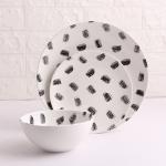 Nordic Handmade Vintage Ceramic Plate Set Black Speckled Pattern Sustainable