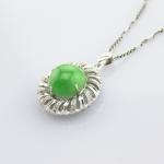 925 Silver Green Chalcedony Cubic Zirocnia Enhancer Pendant Necklace (P19)