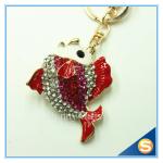 Lovely Goldfish Fish Cute Crystal Rhinestone Charm Pendant Purse Car Key Ring
