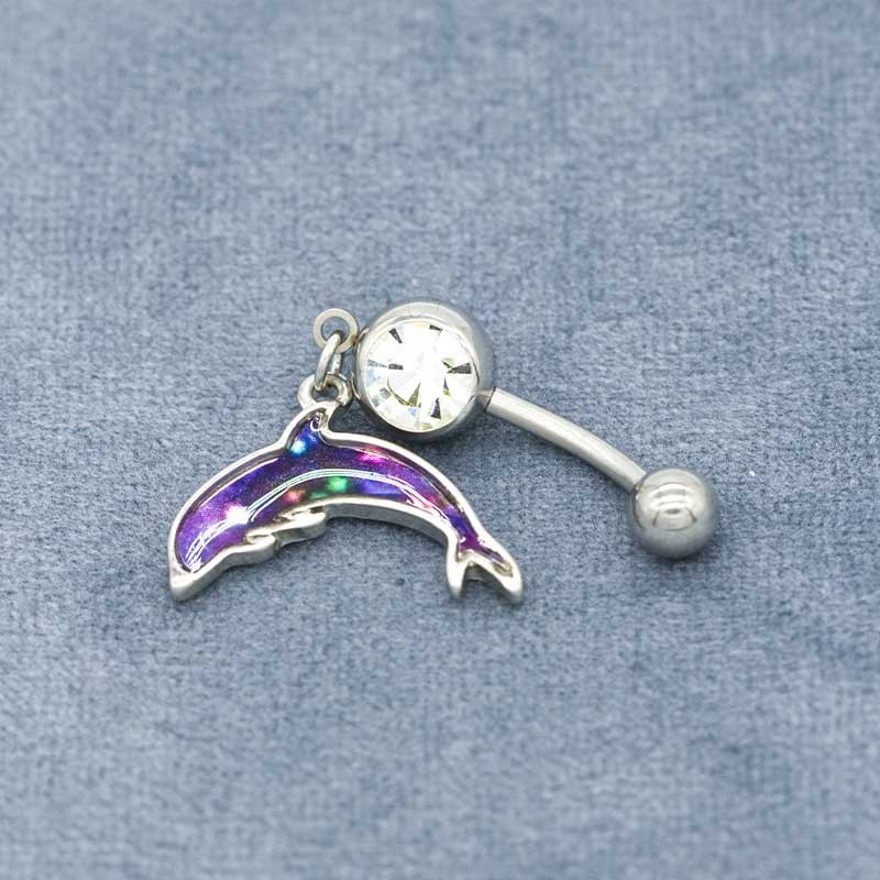 Double Zircons Body Piercings Jewellery Silver Dolphin Body Jewelry 6mm