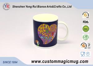 China Cartoon Heart Porcelain Heat Reactive Mugs , Creative Gift Color Changing Mugs factory