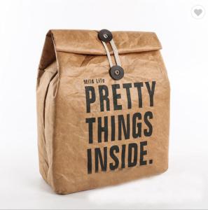 China OEM Insulated Kraft Brown Paper Lunch Bag Thermal Cooler Bags For Food Picnic factory