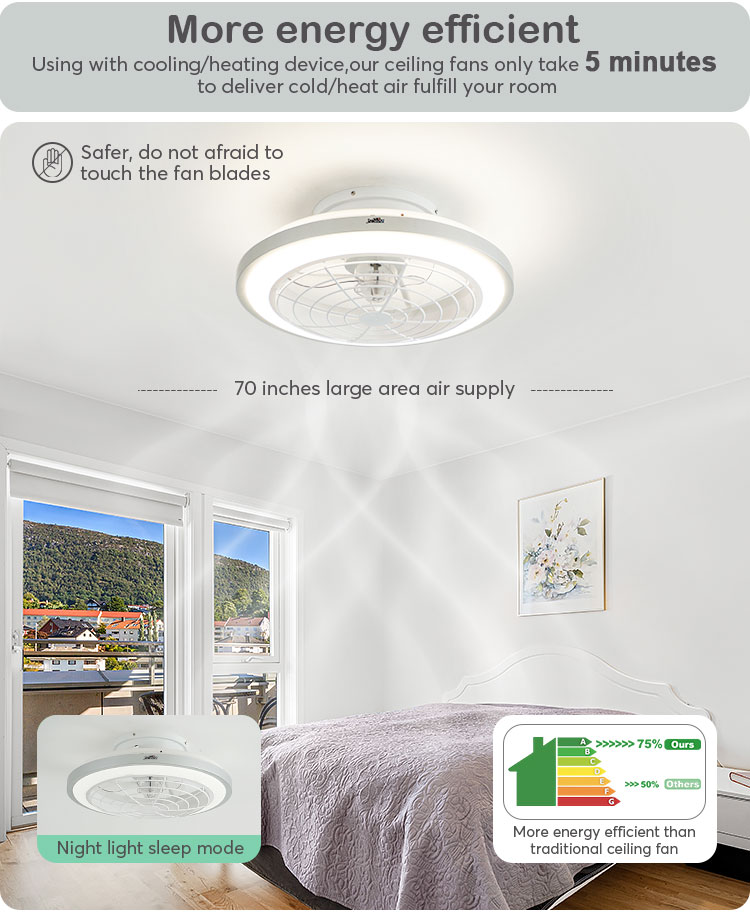 6 Speed Choice LED Ceiling Fan with Starry Pattern and 3 Color LED Light Made of Metal