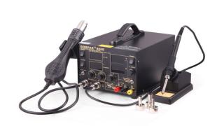China 15V 2A 909d Digital Soldering Station , 3 In 1 Soldering Rework Station factory