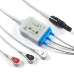 Kontron 125 128 VSM510 ECG Cable and Leadwires 3Lead AHA Snap 7Pin Connector ECG