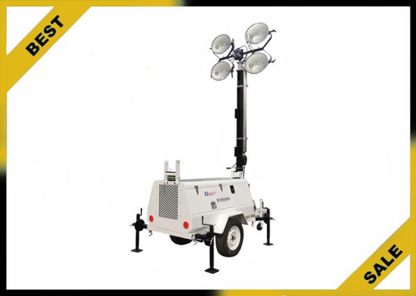 China Diesel Powered Mobile Light Tower Length 4360mm 320° Mast Rotation  Powder Coated Canopy factory