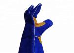 Blue Leather Welding Gloves , Industry Protective Working Safety Gloves