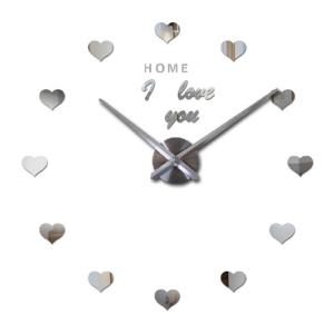 China Love Heart Acrylic Quartz Personalized Wall Clocks Home Living Room Modern Unique Wall Clocks factory