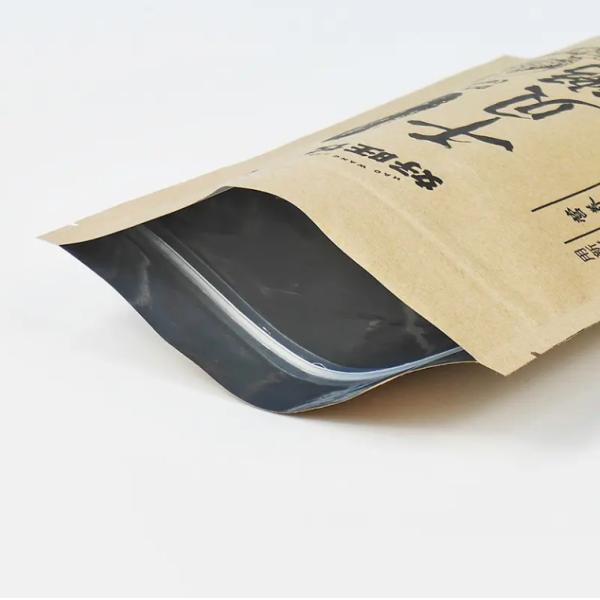 Aluminium Foil Zipper Top Stand Up Pouch With Heat Seal Kraft Paper PET PE Plastic For Food Packaging