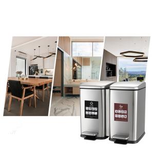 China Stainless Steel 20L Dual Compartment Kitchen Trash Can factory