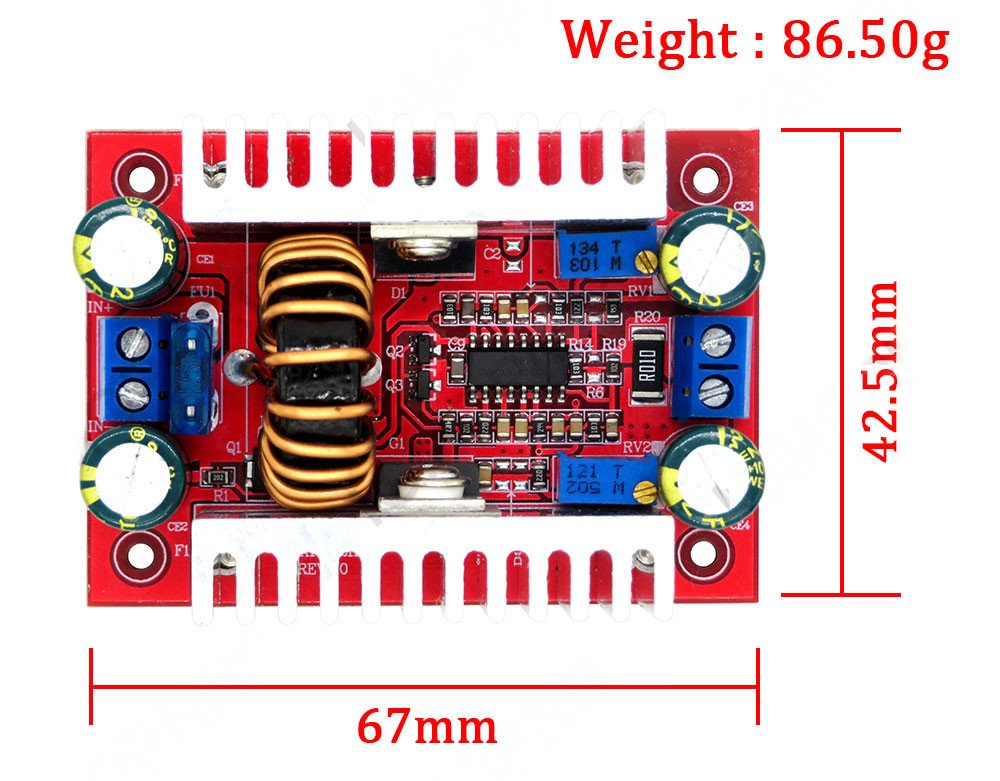 DC 400W 15A Step-up Boost Power Module LED Driver 8.5-50V to 10-60V Voltage Charger