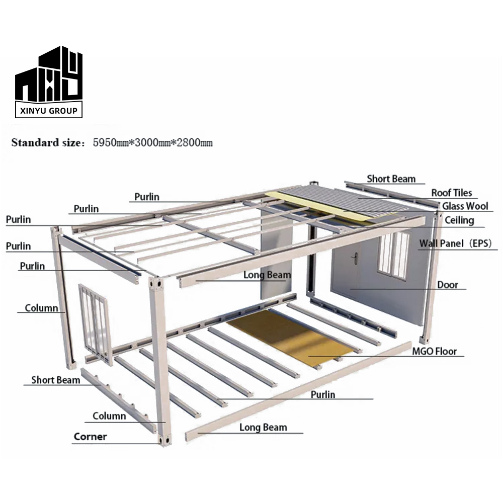 Modern Design Style Rectangle Quick Assemble Detachable Prefabricated Mini House Mobile Home Detachable Container House