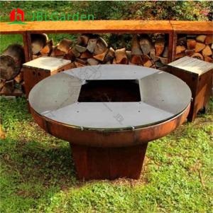China D800mm Portable Corten Steel Steel BBQ Grill Outdoor Weather Resistant factory