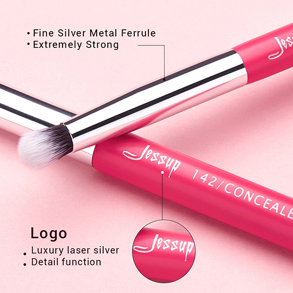 Jessup 15pcs Rose-carmin/Silver Eye Makeup Brush Set Wood Handle Cosmetic Makeup Brush Set T197