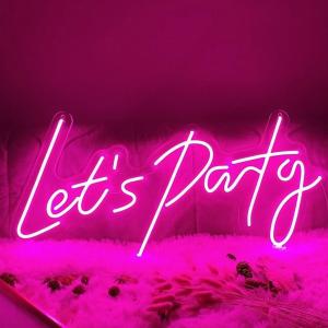 China Party Decor RGB Handmade Neon Sign Transparent Acrylic Lets Party Neon Sign factory