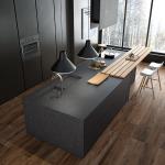 1.6M E1 Grade Wood Island Kitchen Cabinets Painted Island Quartz Top