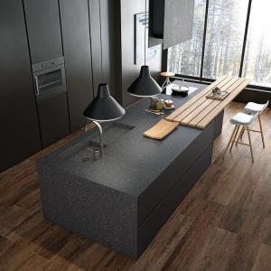 China 1.6M E1 Grade Wood Island Kitchen Cabinets Painted Island Quartz Top factory