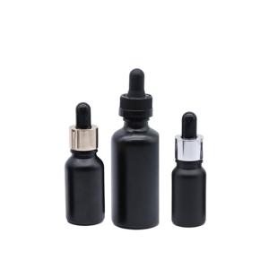 China Recyclable Matte Black Glass Dropper Bottles 2oz Essential Oil Container factory