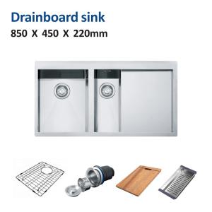 China 28 Inch Drainboard Kitchen Sink Topmount Double Bowl 16 Gauge 85x45 factory