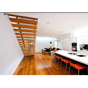 Prima Prefabricated Open Tread Stairs With Glass , Unique Floating Appearance