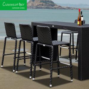 China NO Folded Leisure Garden Bar Table and Modern Design All Weather Durable Outdoor Bar Set with Rattan Bar Stool factory