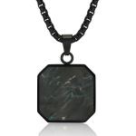 Forged Carbon Fiber Square Bar Necklace Pendant Waterproof Hypoallergenic