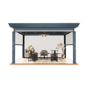 China Aluminum Alloy Electric Flip Louver Pavilion The Outdoor Shade is Durable And Stylish Suitable for Garden Terrace Use factory