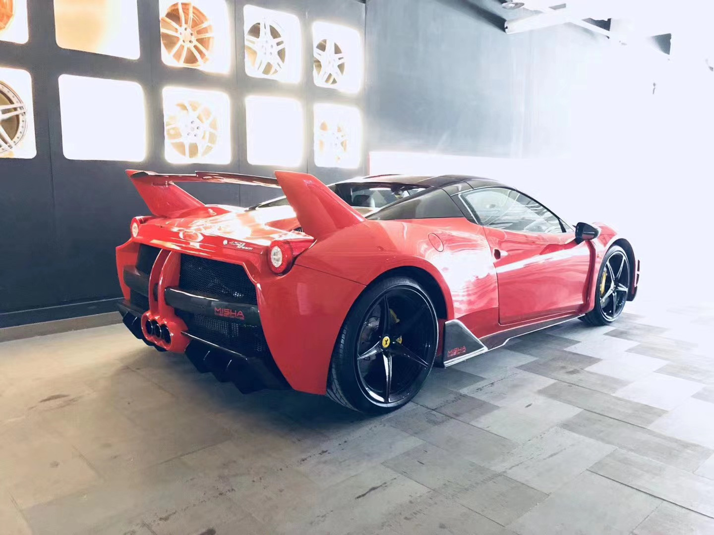 Auto Parts ForFerrari 458 Body Kit 458 Upgraded Misha Style Front and Rear Bumper Side Skirt Hood Spoiler Body Kit
