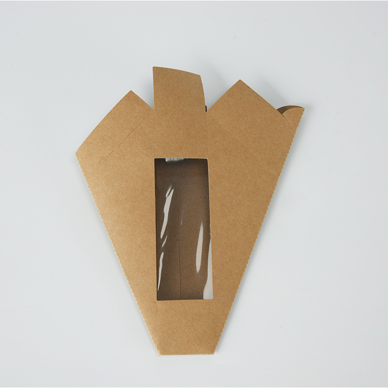 Square Brown Kraft Paper Box With Window for Custom Food Packaging Printing Handling