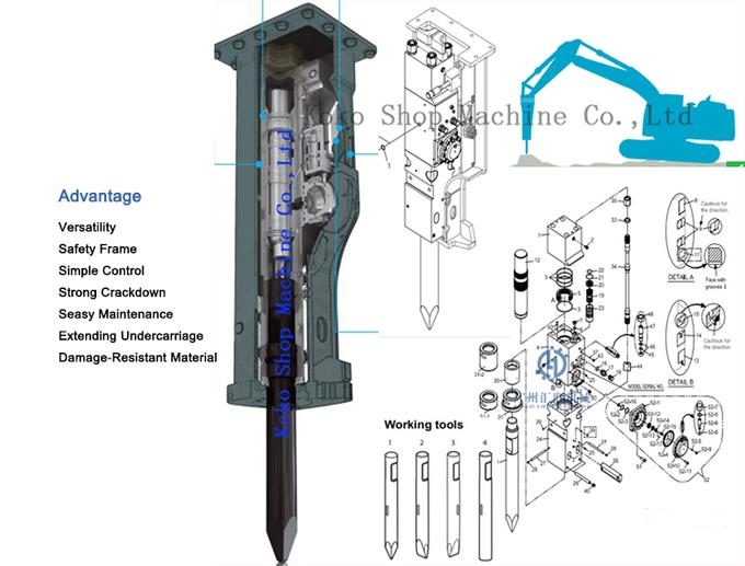 EB75 Rock Hammer SB43  Hydraulic Breaker for 6-9 Ton SOOSAN Excavator Spare Parts 1