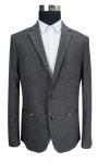 Male Blazer Jackets Pocket Zipper Dark Grey Woolen Business Suits Style