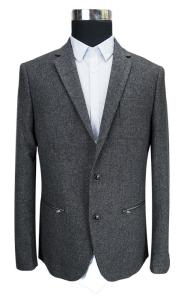 China Male Blazer Jackets Pocket Zipper Dark Grey Woolen Business Suits Style factory