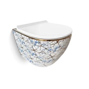China White Floral Pattern Sanitary Ware Ceramic Wc Toilet Wall Hung factory