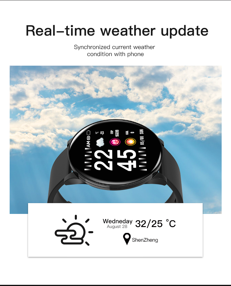 T500 W8 V8 Smart Watch Waterproof Health Exercise Bracelet Sleep Tracker chronograph