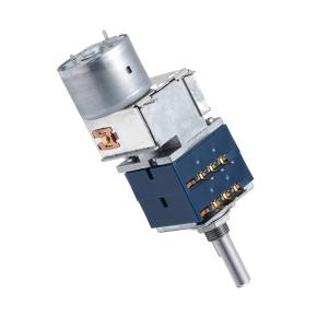 China RK27 Motorized LOG Stereo Potentiometer Dual 50K 2 Gang Smooth Cylindrical Shaft For Audio factory