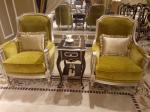 French Style Single Seater Chair Classic Wooden Armchair Fabric Chair