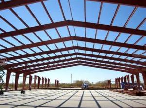 China Big Span Warehouse Steel Structure With Red Anti - Rust Painting factory