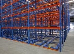 China RAL System Slide Pallet Push Rack System For Tray Transportation factory