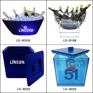 China Custom Logo Bar Led Wine Cooler Plastic Acrylic Ice Bucket Big Capacity factory