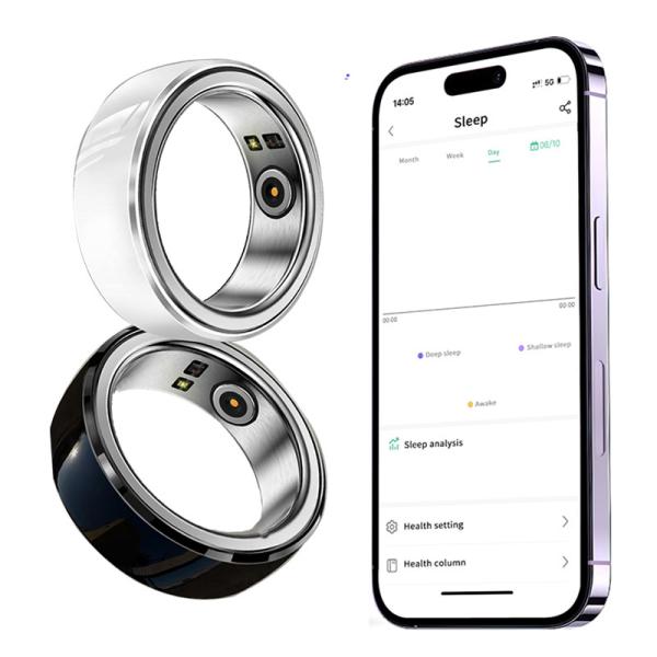 Heart Rate Monitor Bluetooth Fitness Health Tracking Smart Ring Blood Oxygen