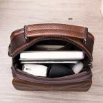 Genuine Leather Men Small Flap Top-handle Handbags Crossbody Bag for Shoulder